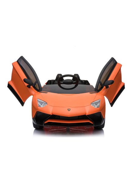 Kinderfahrzeug - Elektro Auto Lamborghini Aventador SV - lizenziert - 12V7AH, 2 Motoren- 2,4Ghz Fernsteuerung, MP3, Ledersitz+EVA-Orange