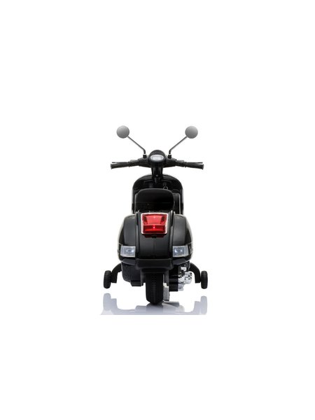 Kinderfahrzeug - Elektro Kindermotorrad Vespa - Lizenziert - 12V - 2 Motoren - MP3 - Ledersitz + EVA-Schwarz