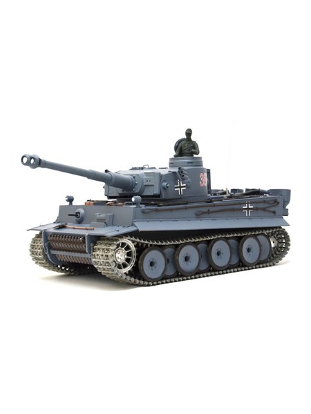 RC Panzer German Tiger I Heng Long 1:16 Grau, Rauch&Sound,Metallgetriebe (Stahl) und Metallketten -2,4Ghz -V 7.0 - PRO mit RRZ