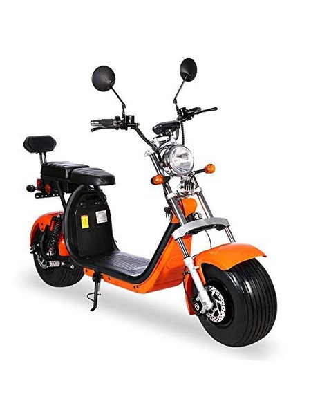 Coco Bike Fat E-Scooter mit Straßenzulassung bis zu 40 km/h schnell - 35km Reichweite, 60V | 1500W | 12AH Akku-Orange