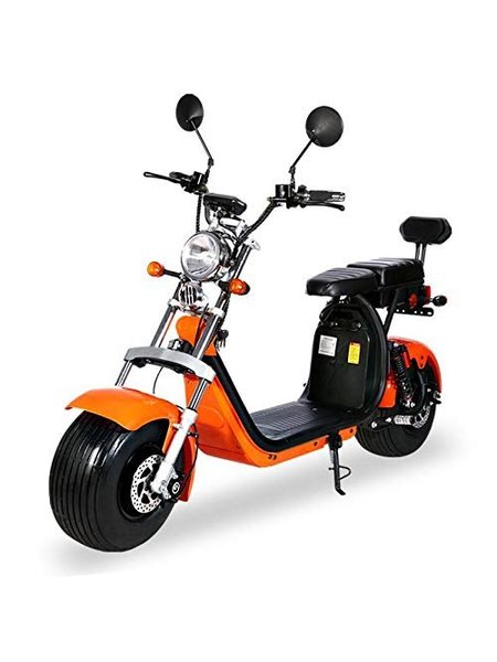 Coco Bike Fat E-Scooter mit Straßenzulassung bis zu 40 km/h schnell - 35km Reichweite, 60V | 1500W | 12AH Akku-Orange
