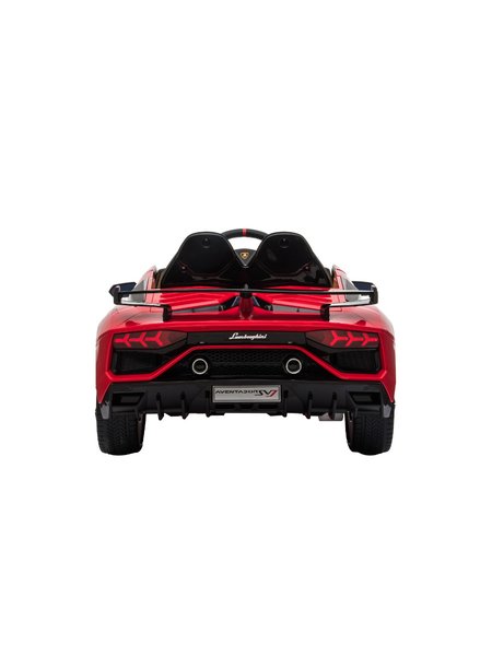 Kinderfahrzeug - Elektro Auto Lamborghini Aventador SVJ - lizenziert - 12V7AH, 2 Motoren- 2,4Ghz Fernsteuerung, MP3, Ledersitz+EVA+Lackiert-Rot