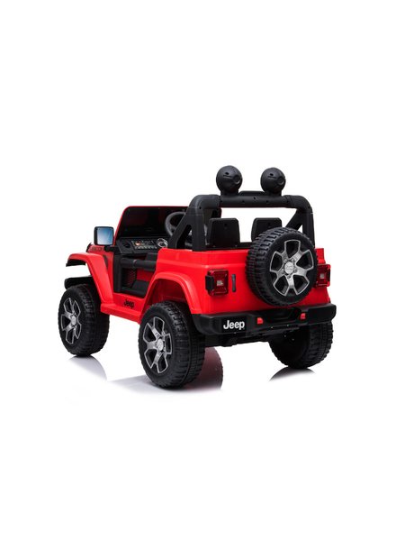 Kinderfahrzeug - Elektro Auto Jeep Wrangler Rubicon - lizenziert - 12V10AH Akku + 4 Motoren + 2,4Ghz+Ledersitz+EVA -Rot