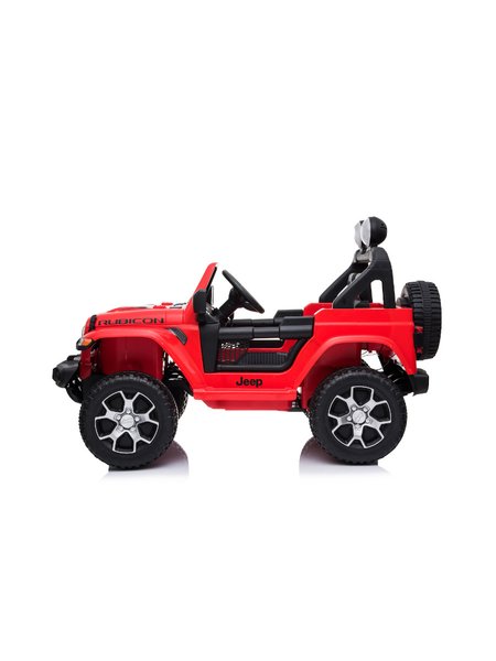 Kinderfahrzeug - Elektro Auto Jeep Wrangler Rubicon - lizenziert - 12V10AH Akku + 4 Motoren + 2,4Ghz+Ledersitz+EVA -Rot