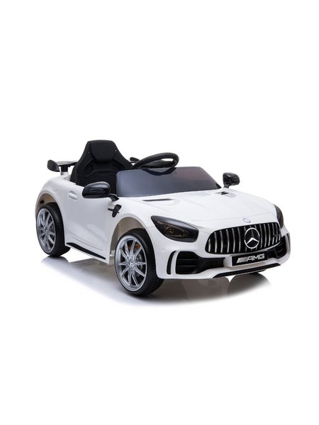 Kinderfahrzeug - Elektro Auto Mercedes GT R - lizenziert - 12V4,5AH, 2 Motoren- 2,4Ghz Fernsteuerung, MP3, Ledersitz+EVA-Weiss