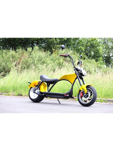 Elektro Scooter Coco Bike E-Chopper mit Straßenzulassung bis zu 48 km/h schnell - ca. 50 km Reichweite, 60V | 2000W | 20AH Akku-Gelb