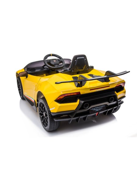 Elektro Kinderauto Lamborghini Huracan - lizenziert - 12V Akku, 2 Motoren- 2,4Ghz Fernsteuerung, MP3, Ledersitz+EVA-Gelb