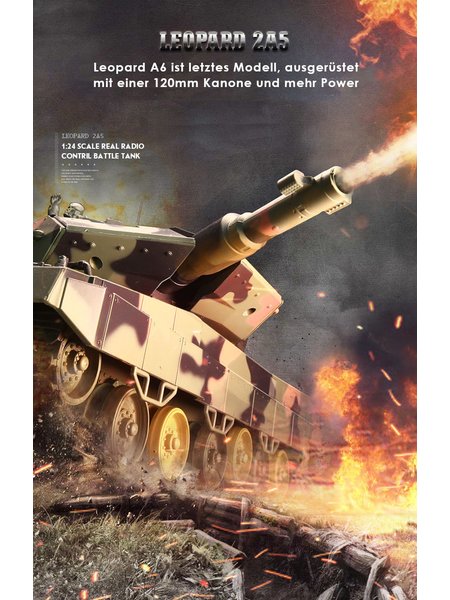 RC Panzer Deutscher Leopard A5 1:24 mit Schuss und Sound 809 mit IR-Battle