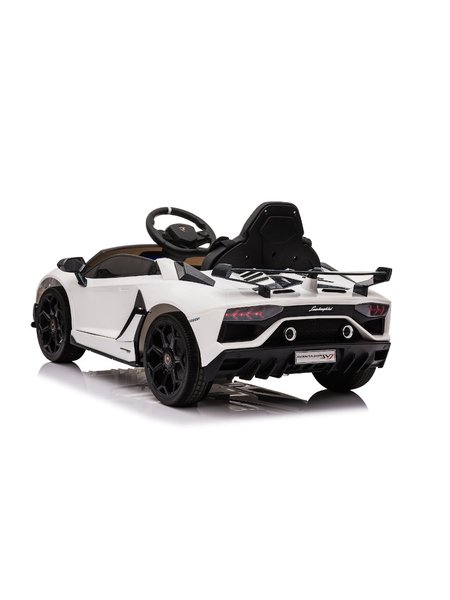 Kinderfahrzeug - Elektro Auto Lamborghini Aventador SVJ - lizenziert - 12V7AH, 2 Motoren- 2,4Ghz Fernsteuerung, MP3, Ledersitz+EVA -018-Weiss