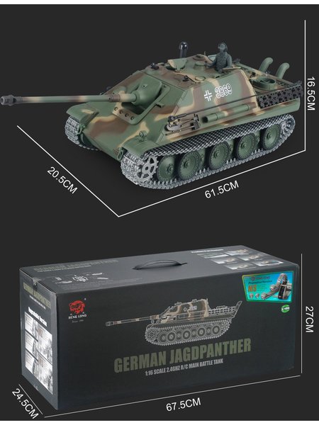 RC Panzer Jagdpanther Heng Long 1:16 mit Rauch&Sound und Stahlgetriebe - V7.0 - 2,4Ghz - PRO