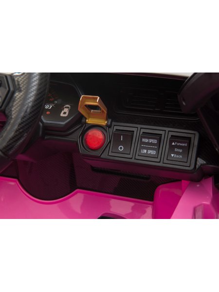 Elektro Kinderauto Lamborghini Sian - lizenziert - 12V Akku, 2 Motoren- 2,4Ghz Fernsteuerung, MP3, Ledersitz+EVA-Pink/Rosa