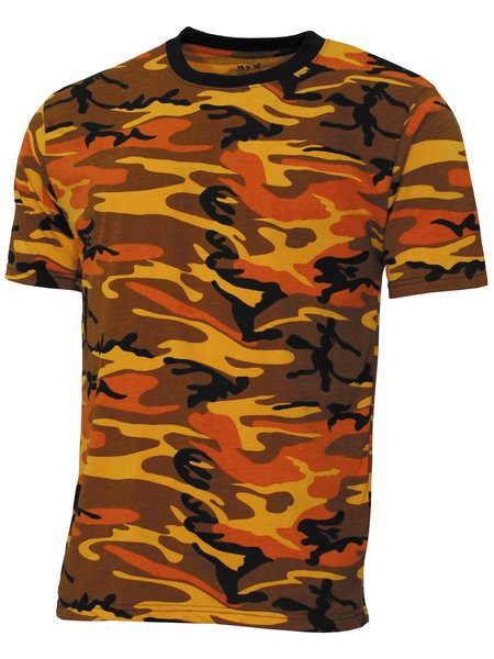 US T-Shirt, Streetstyle,orange-camo, 140-145 g/m²