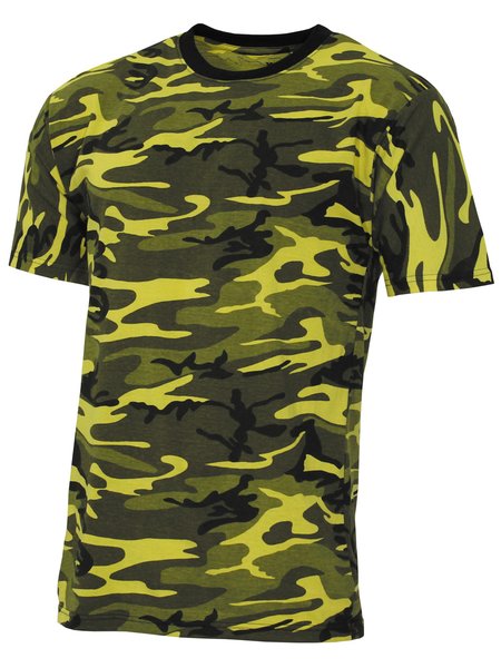 US T-Shirt, Streetstyle,gelb-camo, 140-145 g/m²