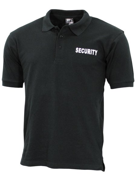 Poloshirt, schwarz,Security, bedruckt 4XL