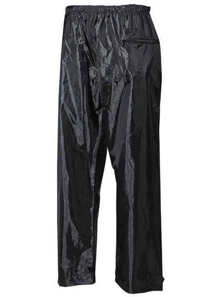 Rain trousers, polyester with PVC, black