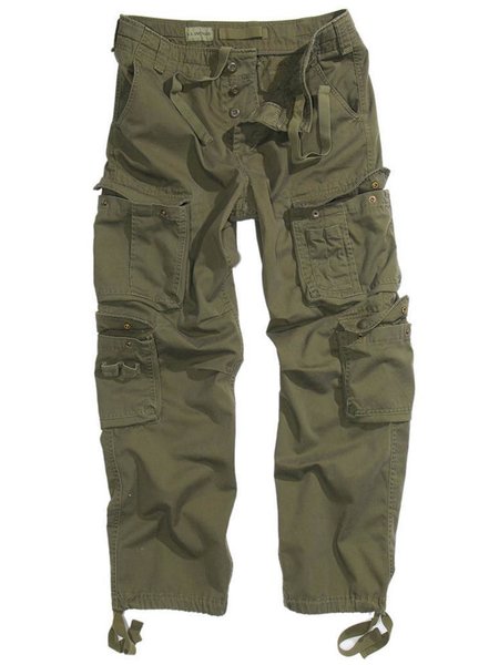 VINTAGE Cargo Hose Herren Freizeithose Army Pants Trousers Oliv XS ohne Gürtel