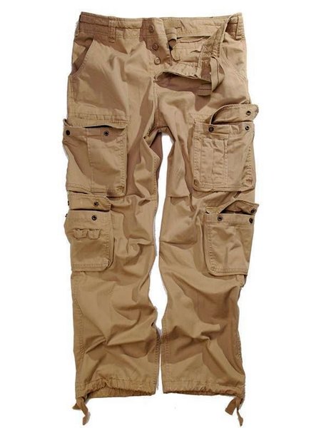 VINTAGE Cargo Hose Herren Freizeithose Army Pants Trousers Beige S ohne Gürtel