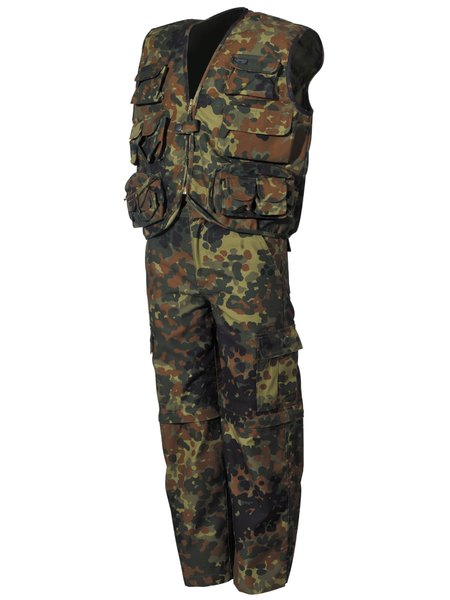 Child suit, flecktarn, waistcoat and trousers, with removable legs