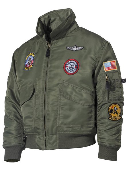 Gli USA la giacca di pilota di bambini, CWU, olive, con linsegna di aviatore