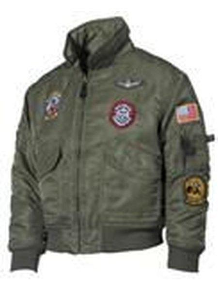 The US children-pilots jacket, CWU, olive, with airmans badge
