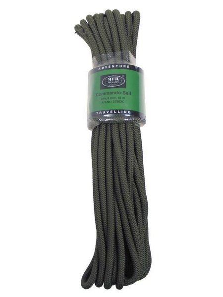 Seil, oliv, 9 mm, 15 Meter