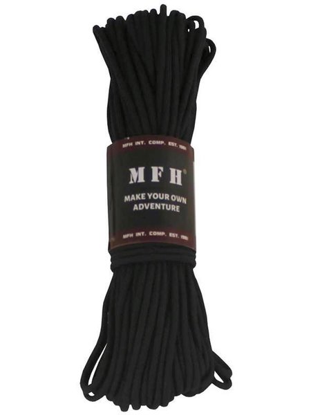Parachute rope, black, 100 FT, nylon