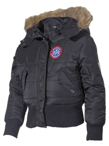 Os EUA a jaqueta polar de meninos, N2B, Negro, capucha com o pescoço de pele S