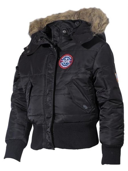 The US children-polar jacket, N2B, black, hood with fur collar S.