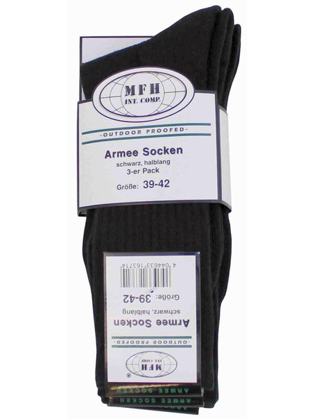 Army calcetines 3-ou pacote Negro