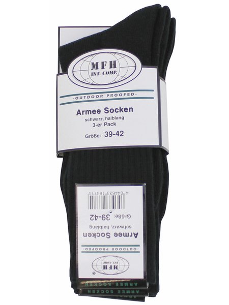 Army des chaussettes 3-ème paquet Noir