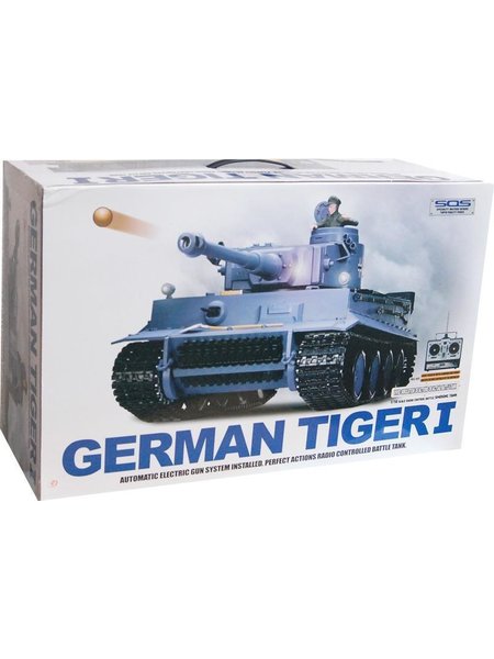 RC Cuirasse German le tigre I Heng Long 1:16 gris, Rauch&Sound+Metallgetriebe et 2,4Ghz