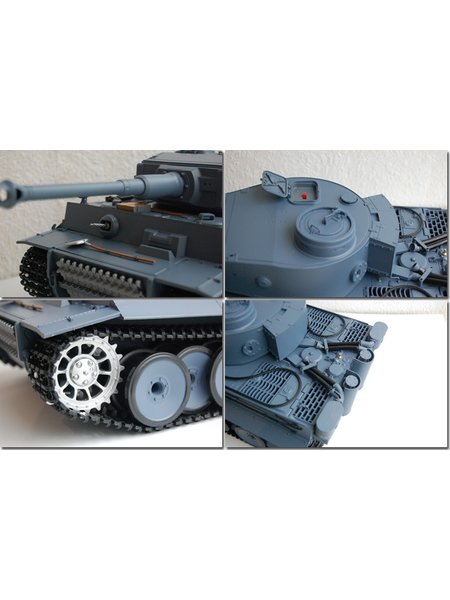 RC Tank German tiger I Heng Long 1:16 grey, Rauch&Sound+Metallgetriebe and 2.4Ghz