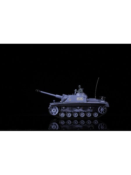 RC Coraza Sturmgeschütz III - Stug 3 Heng Long 1:16 color gris, Rauch&Sound - con 2,4Ghz