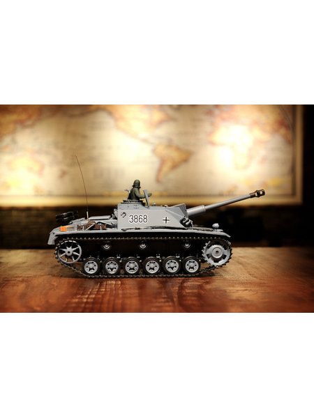 RC Tank headstrong mg shooter III - Stug 3 Heng Long 1:16 grey, Rauch&Sound - with 2.4Ghz