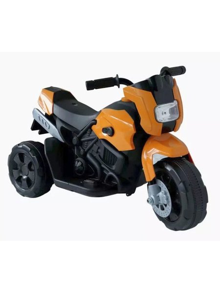 Veículo de meninos a motocicleta de meninos elétrica - o triciclo - a laranja
