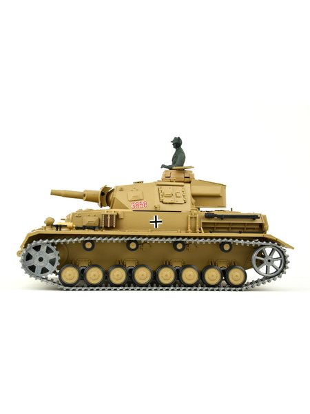 Tank RC chariot IV Ausf. F-1 Heng 1:16 met lange grijze R&S+Metallgetriebe+Metallketten +2.4Ghz PER