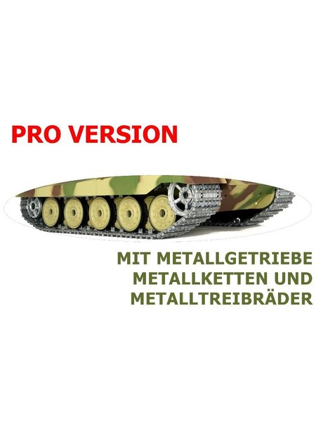 RC Panzer Deutscher Königstiger - Henschelturm 1:16 Heng Long mit Rauch und Sound, Metallgetriebe+Metallketten+2,4Ghz -PRO