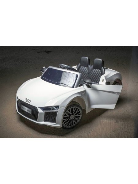 Lasten kalustoyksikölle Elektro - auto Audi R8 - - lupaa. 12V7AH akkuja ja moottorit 2.4Ghz + 2 + MP3 +EVA mustaa nahkaa