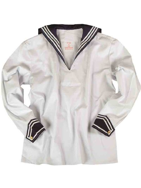 BW Camisa de marina el blanco con el cuello de marina la camisa de marinero