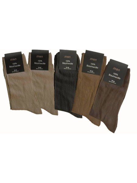 Socks Men 100% of cotton Mixed brown 43-46 10 pairs