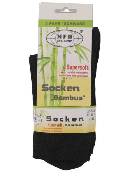 Socken Bambus Schwarz 3-er Pack 39/41