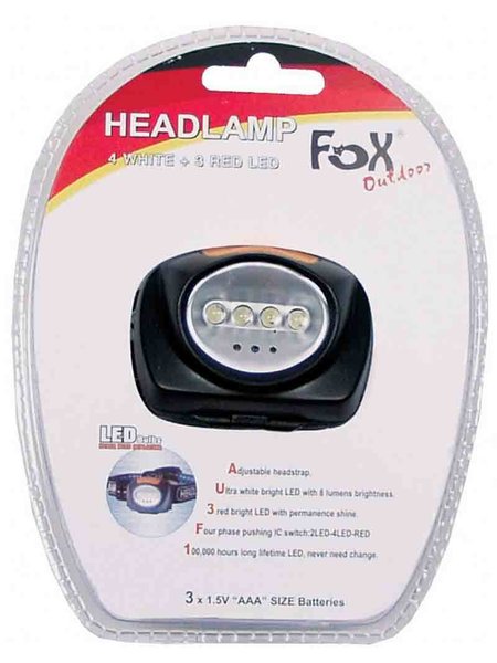 Forehead lamp with 4 LED knows 3 LED Red
