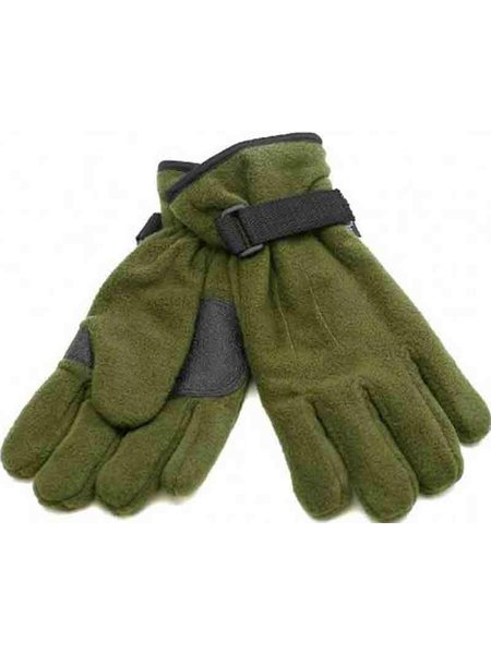 Fleece vingerhandschoenen met thinsulate voering en trimmen olijf XXL