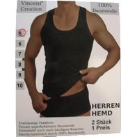 Herren Unterhemd -Tank Shirt, Feinripp in Schwarz 2er Pack