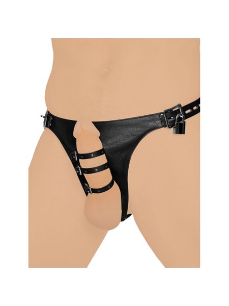 Sexy Harness-String aus Leder mit 3 PenisgurtenOne Size (S-L 34 - 40)