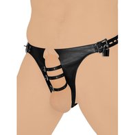 Sexy Harness-String aus Leder mit 3 PenisgurtenOne Size...