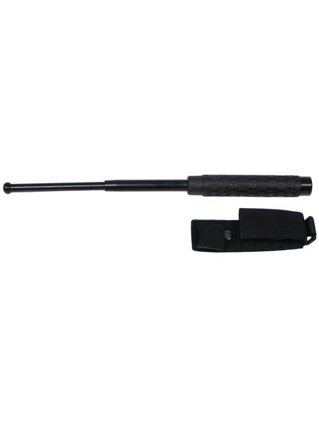 Metal truncheon, extendable, black, with nylon case, briefly