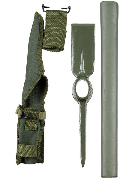 The US pimple, metal, olive, with wooden handle and cover