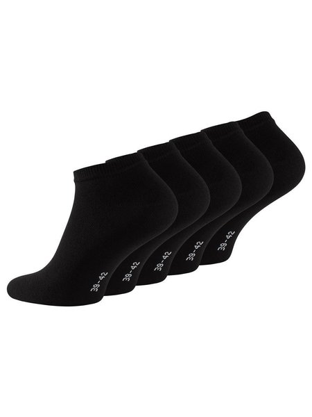 Essentials - Unisex Baumwoll Sneaker Socken 5 Paar Schwarz 35/38