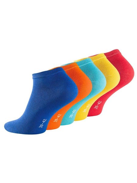 Essentials - Unisex Baumwoll Sneaker Socken 5 Paar Funfarben 39/42